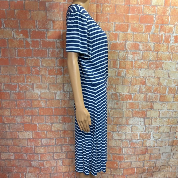 GAP Striped Hirt Sleeve Knit Mock Wrap Dress - Picture 5 of 7